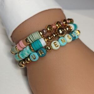 Gold and Multicolor Beaded Bracelet Set